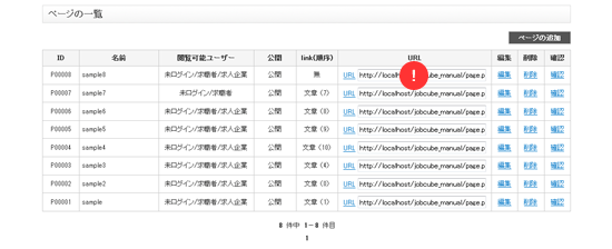 ページの一覧